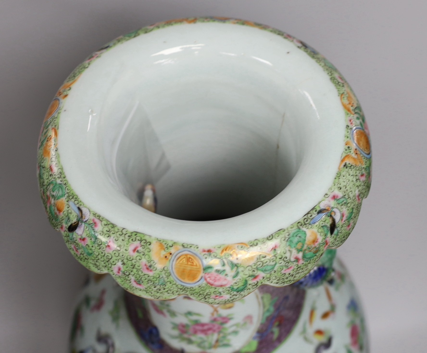 A large 19th century Chinese famille rose baluster vase, 60cms high